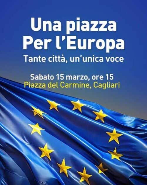 Locandina manifestazione a Cagliari di una piazza per l'Europa